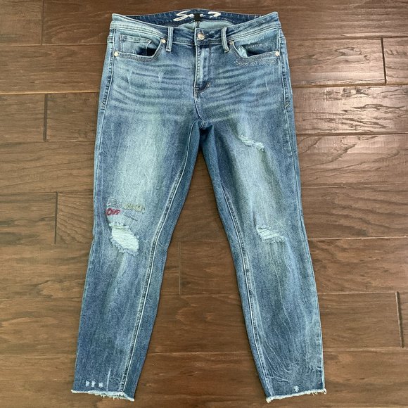 Gently Worn Seven 7 Limited Edition MidRise Stretch Novelty Ashbury Skinny Jeans - Picture 3 of 16